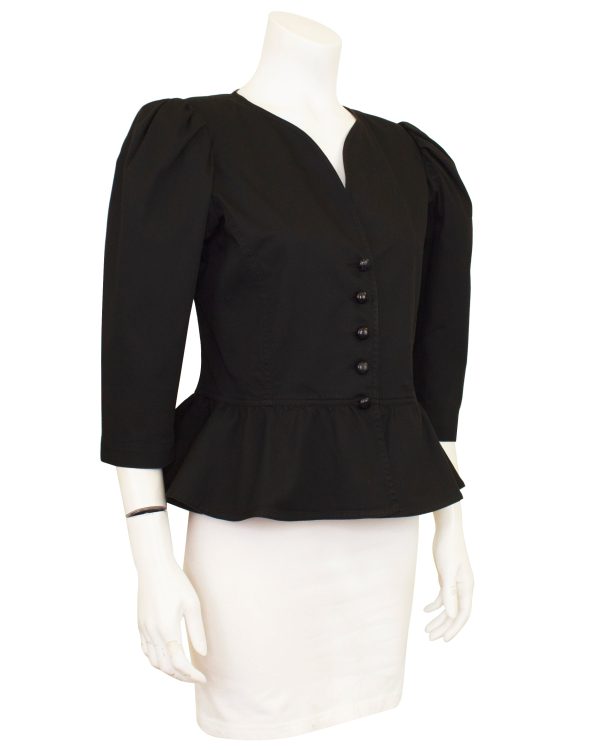 Black Cotton Peplum Jacket Sale