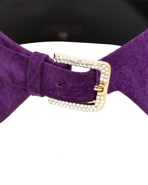 Henryks Bijoux Vienne Jewelled Eagle Purple Suede Wide Belt Fashion