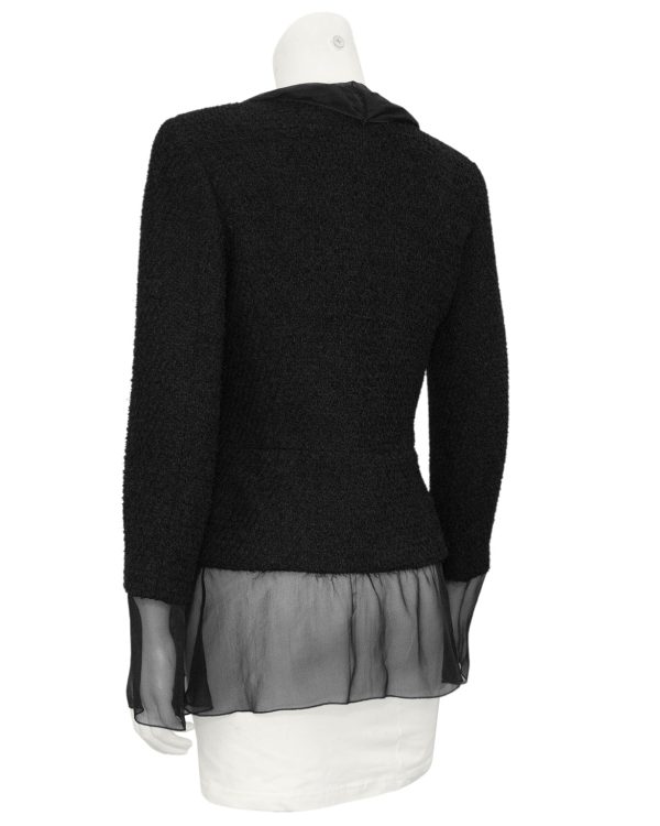 Black Boucle and Chiffon Blazer For Cheap