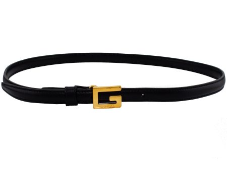 Thin Black Belt with Gold G Buckle Online now