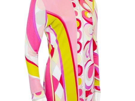 Pink and Yellow Abstract Printed Tunic For Cheap