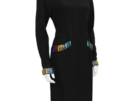 Black Dress with Colourful Beading Supply