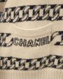 Beige and Black Cashmere Intarsia Chain Pattern Cardigan For Sale