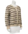 Beige and Black Cashmere Intarsia Chain Pattern Cardigan For Sale