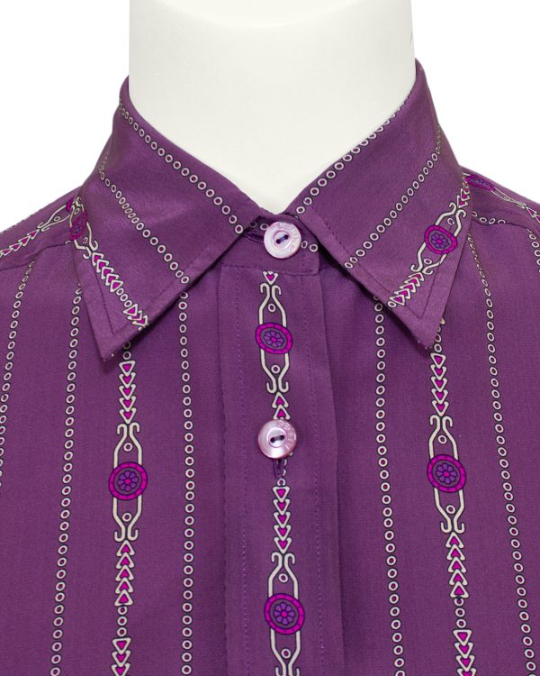 Purple Silk Blouse with Chainlink Pattern Discount