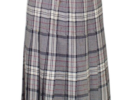 Grey, Black and Red Wool Plaid Skirt Hot on Sale