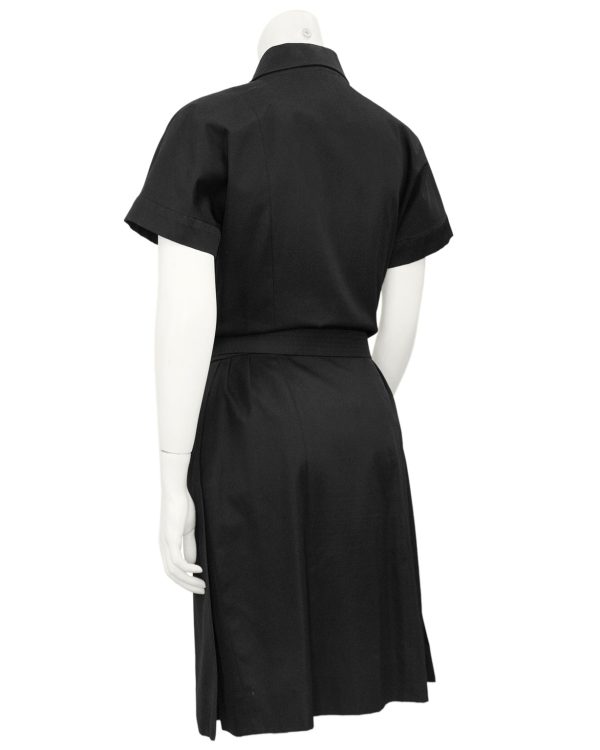 Black Cotton Belted Shirt Dress For Discount