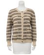 Beige and Black Cashmere Intarsia Chain Pattern Cardigan For Sale