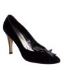 Velvet Pumps with Leather Bow For Discount