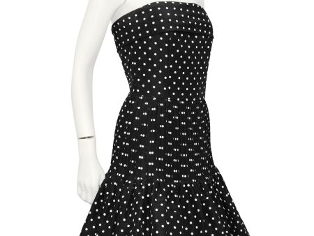 Black and White Strapless Polka Dot Cocktail Dress Fashion