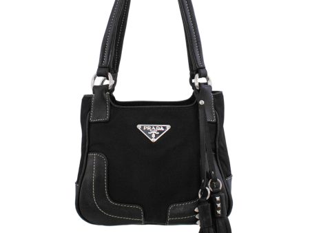 Black Leather and Nylon Mini Bag Online Hot Sale