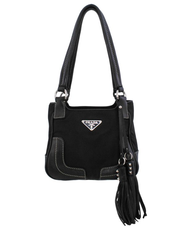 Black Leather and Nylon Mini Bag Online Hot Sale