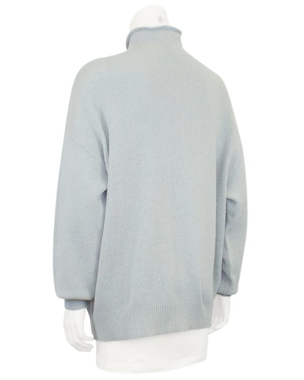 Blue and White Roll Neck Sweater with White Horse Hot on Sale