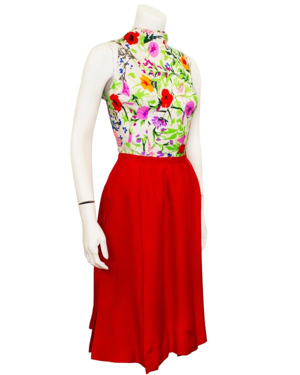 Red and Floral Jacket and Dress Ensemble Online Hot Sale