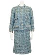 Blue Tweed Haute Couture Jacket and Dress Ensemble Online Hot Sale