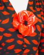 Black and Red Lip Dress with Original Flower From 1971 For Discount