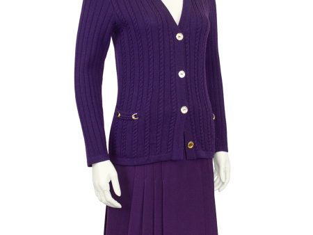 Purple Cardigan and Skirt Ensemble Online Sale