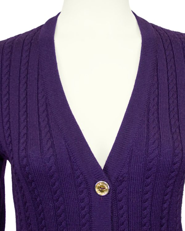 Purple Cardigan and Skirt Ensemble Online Sale